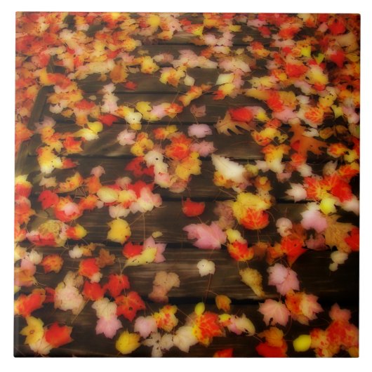 明るい赤い黄色の秋のカエデ葉ル タイル (正面)