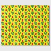 明るい赤お洒落いチューリップの花カスタム黄色 ラッピングペーパー (フラット)