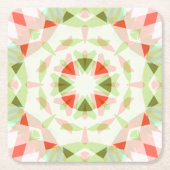 明るい赤かわいい緑のピンクの星女の子の赤ちゃんシャワー スクエアペーパーコースター (正面)