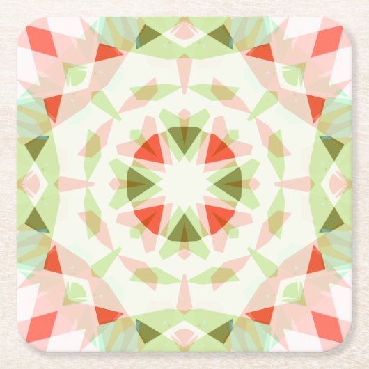 明るい赤かわいい緑のピンクの星女の子の赤ちゃんシャワー スクエアペーパーコースター (正面)