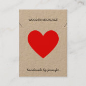 明るい赤が大好き手作りのハートのネックレスホルダー 名刺 (正面)