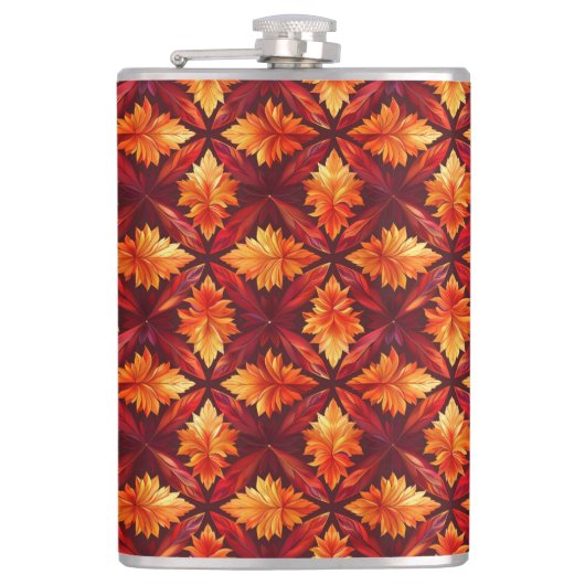 明るい赤とオレンジの秋紅葉 フラスク (正面)