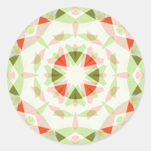 明るい赤とキュートな緑とソフトパステルピンクの星の女の子のベビーシャワー ラウンドシール (正面)