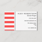 明るい赤と白のストライブ柄の名刺 名刺 (裏面)