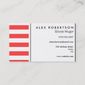 明るい赤と白のストライブ柄の名刺 名刺 (裏面)