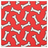 明るい赤と白の幸せな犬用の骨パターン ファブリック (見本)