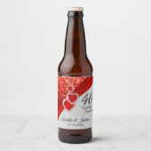 明るい赤と白グリッター ビールラベル (正面)