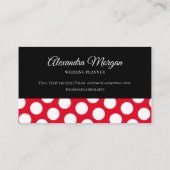 明るい赤と白水玉模様黒アクセント 名刺 (裏面)