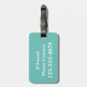 明るい赤と白水玉模様(ティール(緑がかった色)モノグラム) ラゲッジタグ (裏面縦)