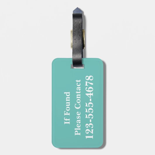 明るい赤と白水玉模様(ティール（緑がかった色）モノグラム) ラゲッジタグ (裏面縦)