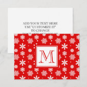 明るい赤と白雪片パターン1 （月） 招待状 (正面/裏面)