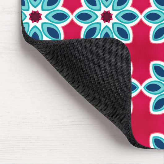 明るい赤と青の幾何モダンパターン マウスパッド (コーナー)