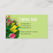 明るい赤と黄色のチューリップon春緑 名刺 (裏面)