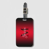 明るい赤と黒のモノグラグラデーションムエレガント ラゲッジタグ (正面縦)