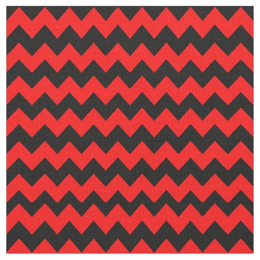 明るい赤と黒の山かっこ ファブリック (クローズアップ)