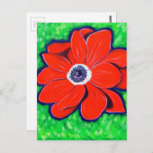 明るい赤のア絵画ネモン ポストカード (正面/裏面)