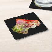 明るい赤のウルフェナイト試料コースター スクエアペーパーコースター (アングル)