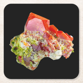 明るい赤のウルフェナイト試料コースター スクエアペーパーコースター