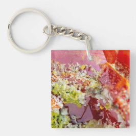 明るい赤のウルフェナイト試料 キーホルダー