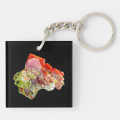 明るい赤のウルフェナイト試料 キーホルダー (裏面)