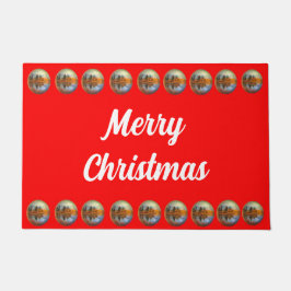 明るい赤のカントリークリスマスドアマット ドアマット