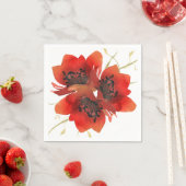 明るい赤のガーデンポピー スタンダードカクテルナプキン (インサイチュ)