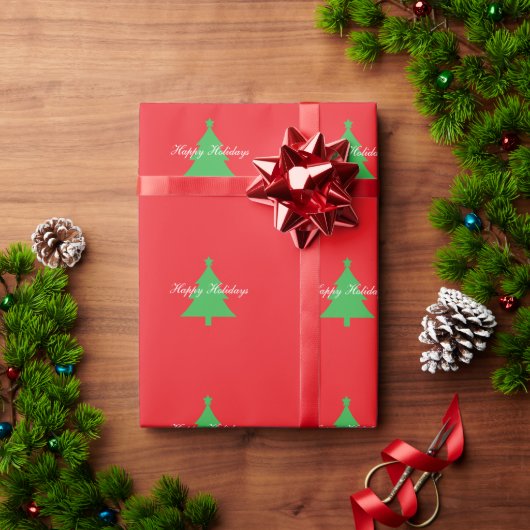 明るい赤のクリスマスと新年のお祝い ラッピングペーパー (クリスマスギフト)