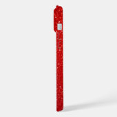 明るい赤のグリッターテクスチャ iPhoneケース (左側面)