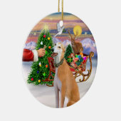 明るい赤のグレイハウンドを治療する セラミックオーナメント (右)