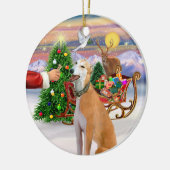 明るい赤のグレイハウンドを治療する セラミックオーナメント (左)