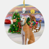 明るい赤のグレイハウンドを治療する セラミックオーナメント (裏面)