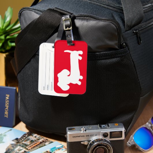 明るい赤のダックシュント旅行荷物タグ ラゲッジタグ (正面&裏面)