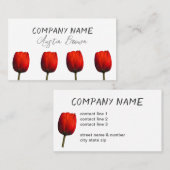 明るい赤のチューリップ白の写真アート 名刺 (正面/裏面)