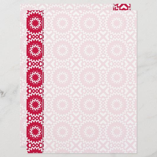 明るい赤のデイジーホイールのパターンのバインダーページ (正面/裏面)