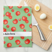 明るい赤のトマトパター地中海のンインスパイア キッチンタオル (四つ折り)