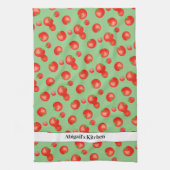 明るい赤のトマトパター地中海のンインスパイア キッチンタオル (縦)