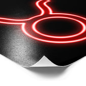 明るい赤のネオン – タウルスザブルスターサイン フォトプリント            (角)