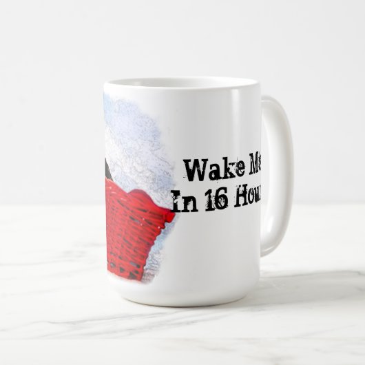 明るい赤のバスケット写真の可愛い眠る子猫 コーヒーマグカップ (正面右)