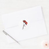 明るい赤のバラのブラシストローク ラウンドシール (封筒)