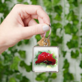 明るい赤のパンジー キーホルダー (手)