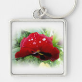 明るい赤のパンジー キーホルダー (正面)