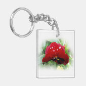 明るい赤のパンジー キーホルダー (正面左)