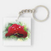 明るい赤のパンジー キーホルダー (裏面)