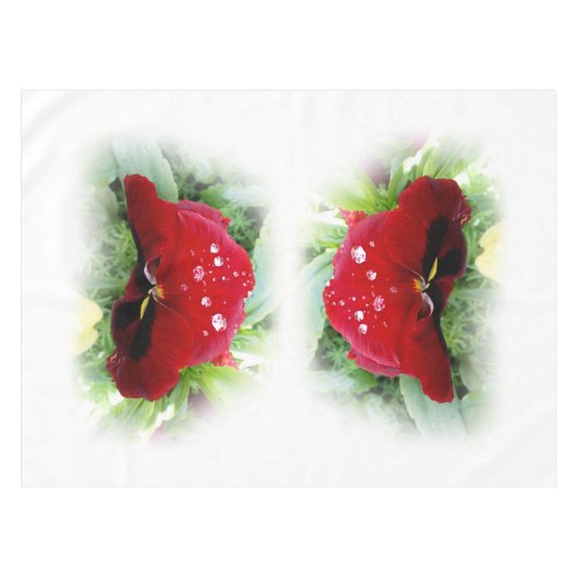 明るい赤のパンジー テーブルクロス (正面(横))