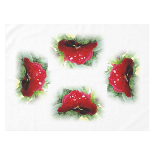 明るい赤のパンジー テーブルクロス (正面(横))