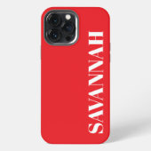 明るい赤のパーソナライズされた名前シンプル iPhoneケース (裏面)