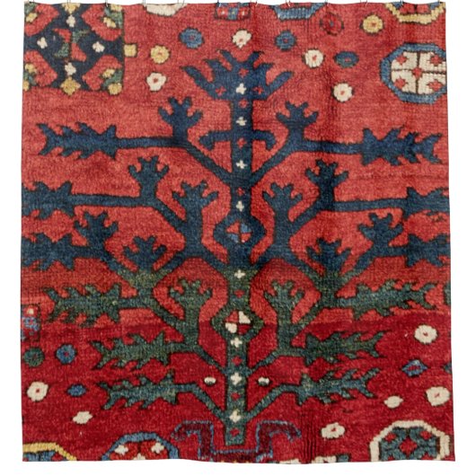 明るい赤のペルシャIII幾何学的な形状 シャワーカーテン (正面)