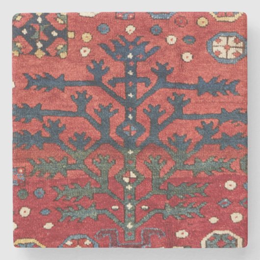 明るい赤のペルシャIII幾何学的な形状 ストーンコースター (正面)