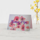 明るい赤のポピー考えの水色のカード カード (黄色い花)