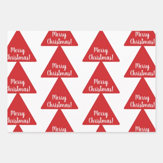 明るい赤のメリークリスマスパタモダンーン ラッピングペーパーシート (正面3)